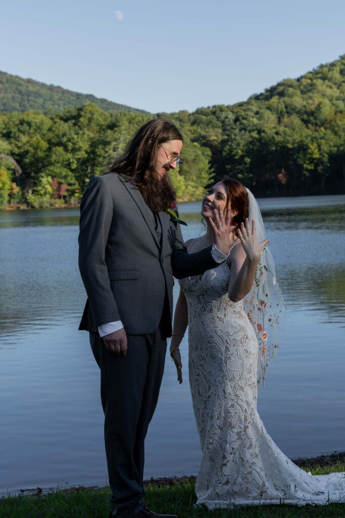 intimate wedding couples portraits, outdoor mountain views