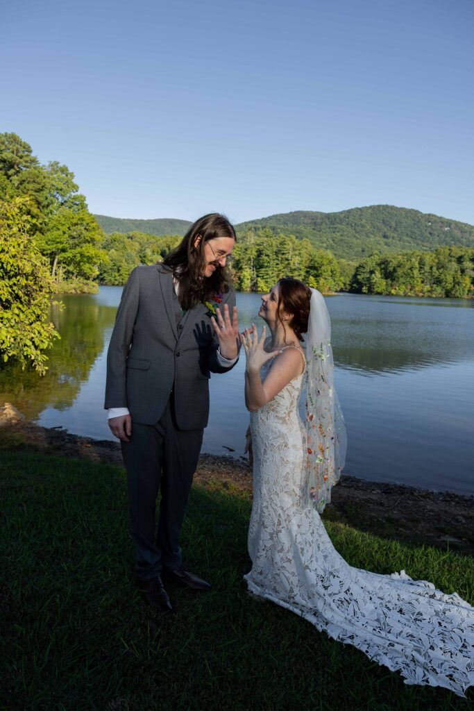 intimate wedding couples portraits, outdoor mountain views