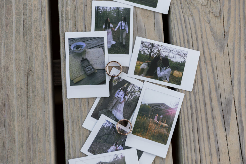 georgia elopement photographer, lgbtq wedding, dogs as witnesses, love is love, georgia elopements, elopement photography, detail photography, polaroids, fujifilm instax mini evo, ring details