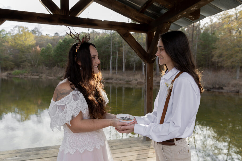 georgia elopement photographer, lgbtq wedding, dogs as witnesses, love is love, georgia elopements, elopement photography, bay leaves