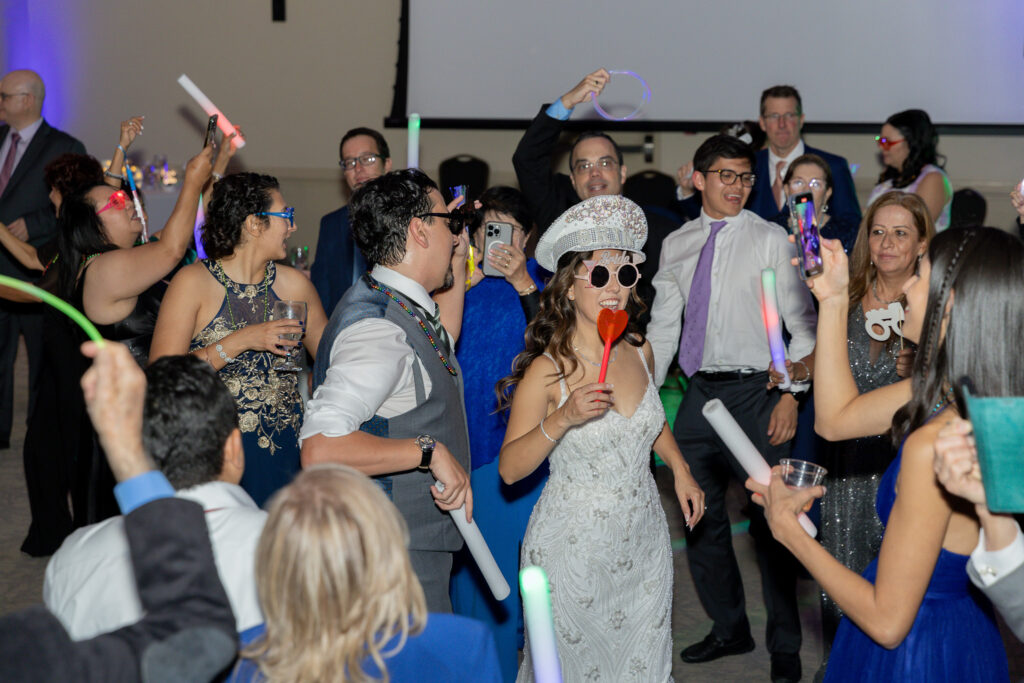 The bride and groom dancing at their Hora Loca reception hour.