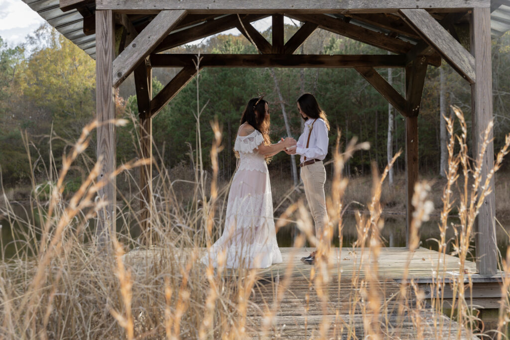 dockside intimate elopement, outdoor ceremony, bay leaves ritual, lgbtq elopement photographer, inclusive photography, elopement, georgia elopement